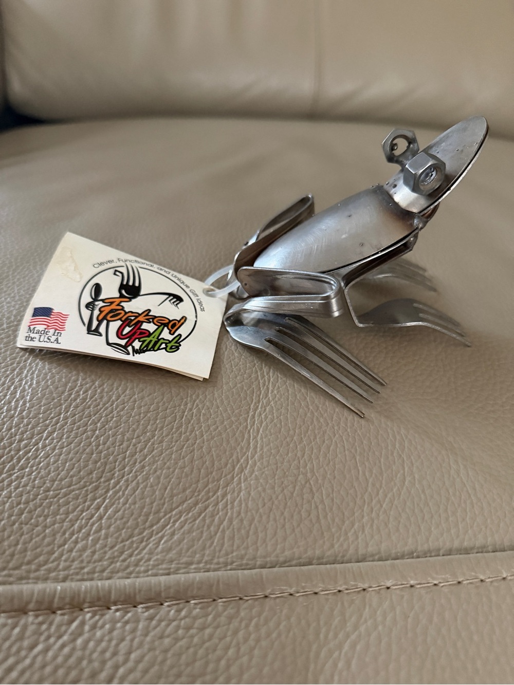 FORKED UP ART 2009 Upcycled Metal Flatware Frog Sculpture Fork/Spoon Made in USA - Picture 6 of 16